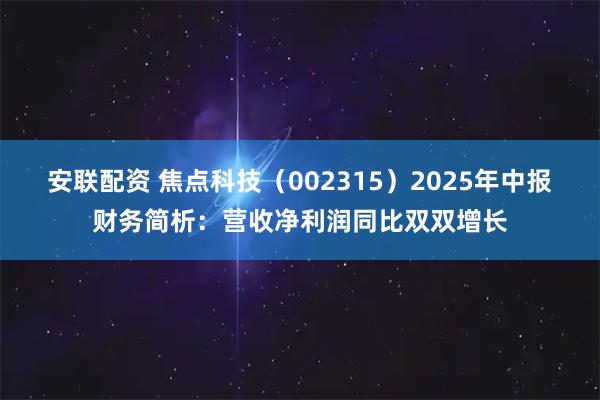 安联配资 焦点科技（002315）2025年中报财务简析：营收净利润同比双双增长