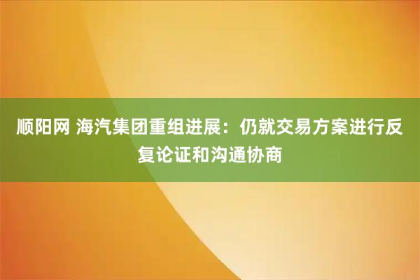 顺阳网 海汽集团重组进展：仍就交易方案进行反复论证和沟通协商
